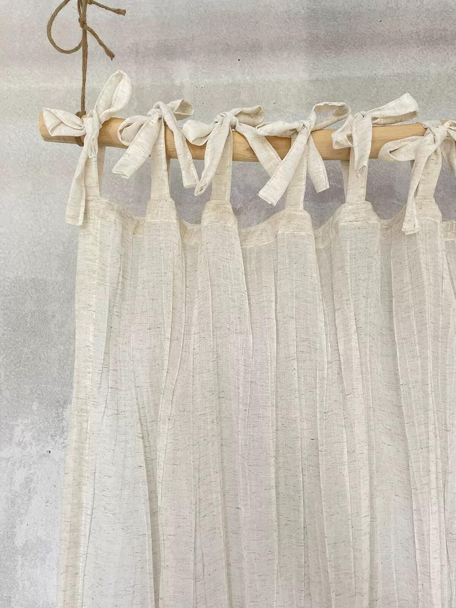1pc Japanese Folk Wabi-sabi Style Crumpled Linen Texture Balcony/bedroom Voile Curtains
