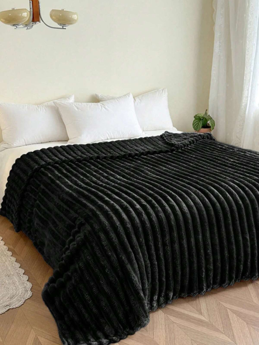 1pc Soft Warm Plush Striped Blanket, Room Decor Throw Blanket, Versatile For Bed, Sofa, Travel, Office, Bedroom, Home Decor, Suitable For All Seasons, Perfect Gift For Friends And Family For Easter, Christmas, Halloween