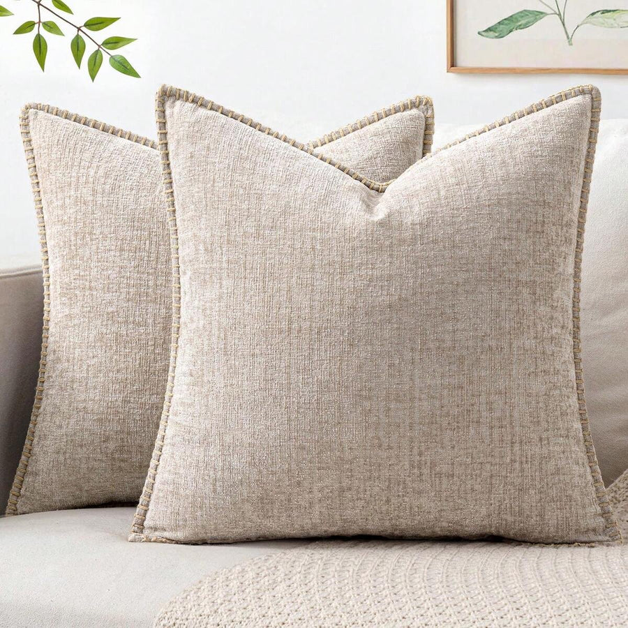 1pc Soft & Comfortable Sherpa Pillow Cover, Beige (Without Filling), Cozy Plush Fabric With Sewn Edges, Suitable For Sofa, Bed, Spring/Summer